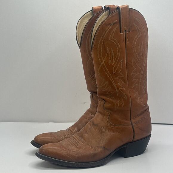 Vintage Justin #1632 Deerlite Cowboy Western Leather Men’s Boots Size 9B - Picture 1 of 11